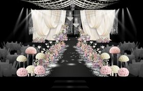 韩式白绿粉紫色香槟色布幔婚礼