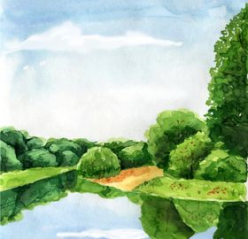 矢量景色自然风光手绘插画