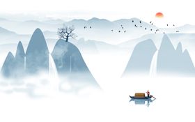 新中式水墨山水背景