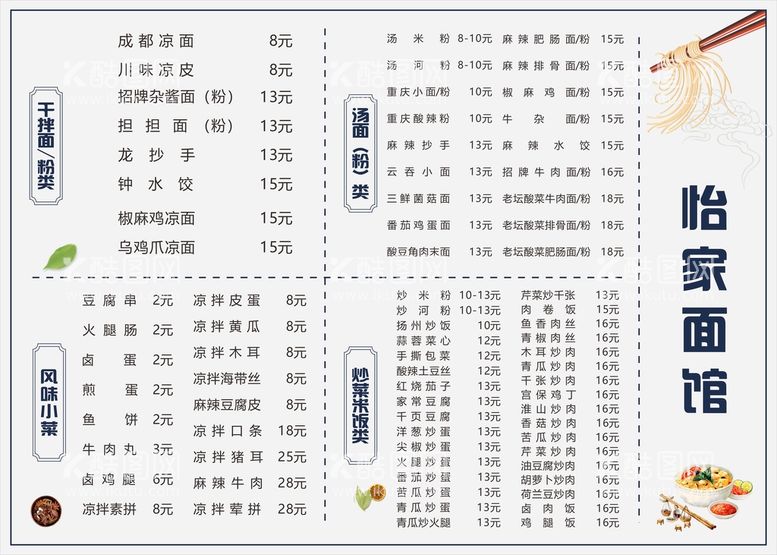 编号：71598310091319054539【酷图网】源文件下载-面馆菜牌