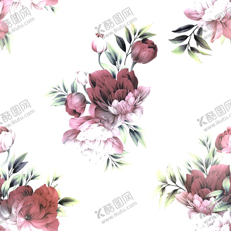 编号：12738409151522003728【酷图网】源文件下载-大牌碎花手绘花玫瑰