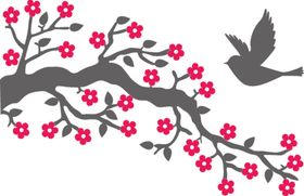 梅花小鸟月夜大海潮汐