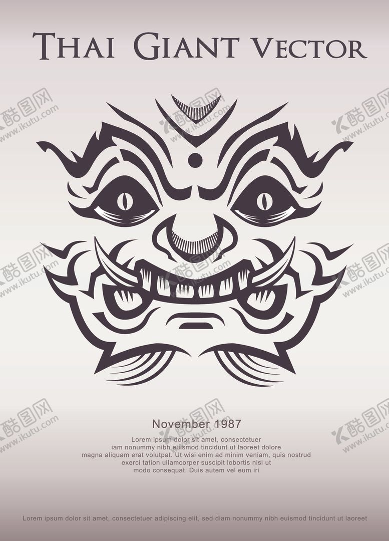 编号：19772810280529128371【酷图网】源文件下载-创意日式神话脸谱图案印花插画