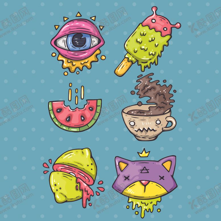 编号：60014710081750553559【酷图网】源文件下载-创意嘻哈怪物涂鸦插画