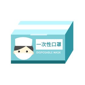 卡通矢量蓝色一次性口罩盒素材