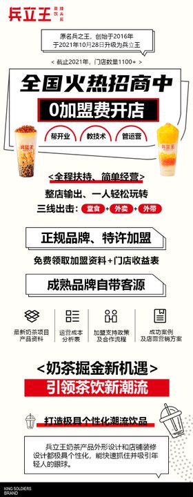 现代描边风格奶茶品牌招商加盟长图