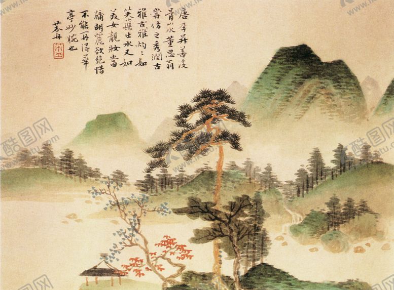编号：93166605111250313883【酷图网】源文件下载-古画水墨画牛皮纸画