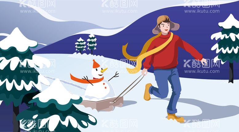 编号：59376911120656547653【酷图网】源文件下载-滑雪玩雪雪人冬天矢量图