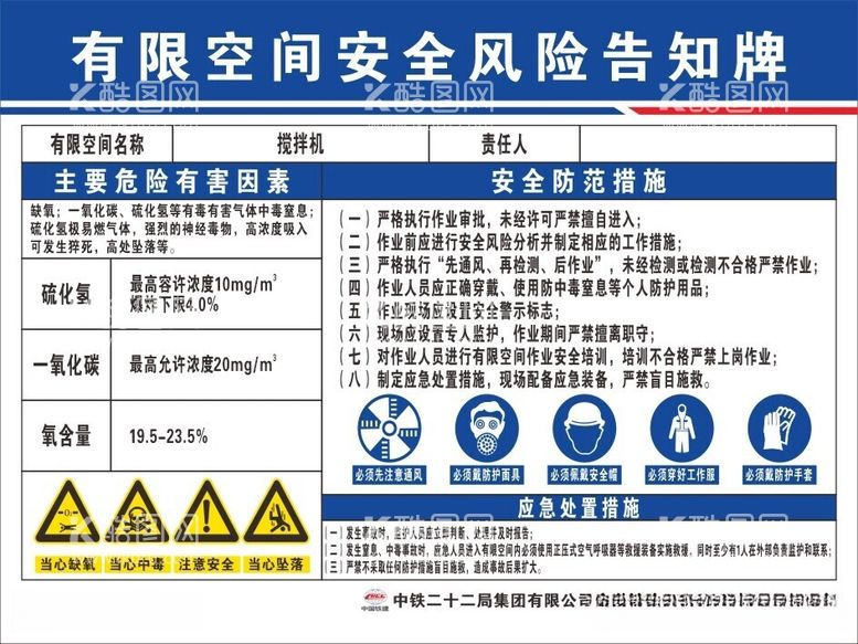 编号：62153112121503463382【酷图网】源文件下载-有限空间安全风险告知牌