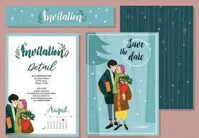 2款创意情侣婚礼邀请卡矢量素材