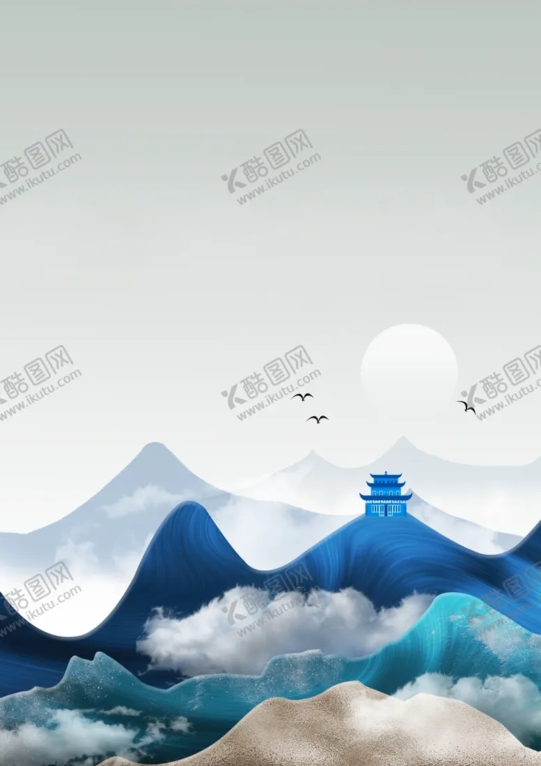 编号：81476009241155524021【酷图网】源文件下载-水墨山水海报背景