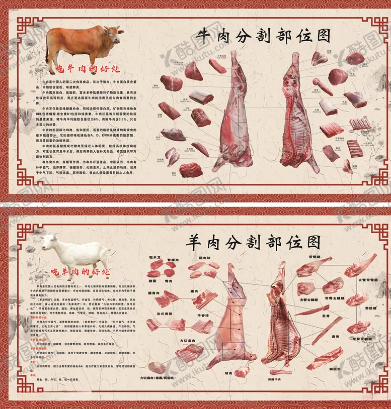 编号：51336207031938414238【酷图网】源文件下载-牛羊肉分割图