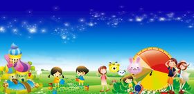 儿童海报背景天空幼园墙画幼园展板亲子教育