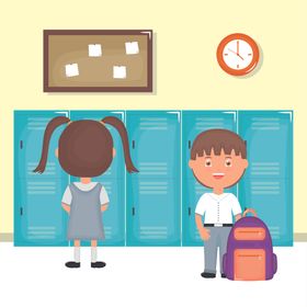 学生学校生活场景插画