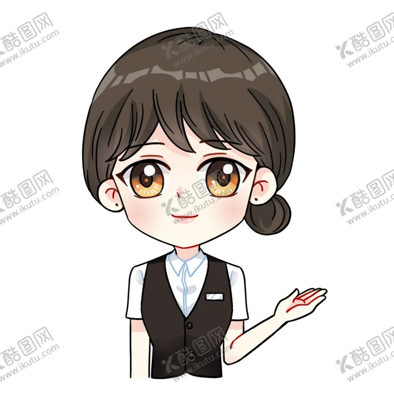 编号：43851006270158549700【酷图网】源文件下载-Q版银行女员工服务员大堂经理