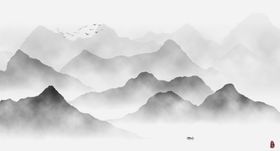 新中式意境水山水画