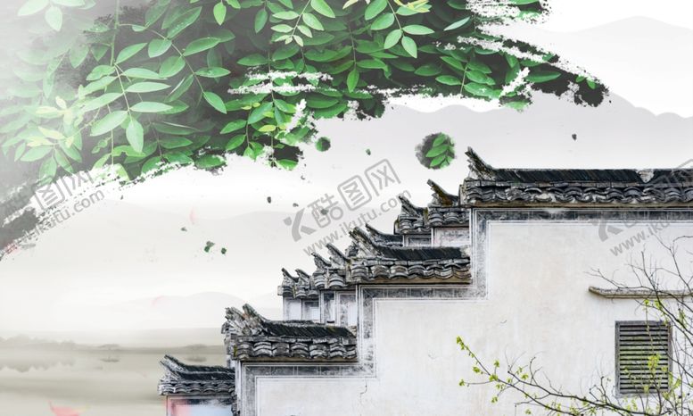 编号：17541506270452209468【酷图网】源文件下载-古风枝头房屋小镇素材背景
