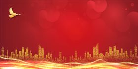 红色背景展板春节联欢晚会文艺晚会舞台模