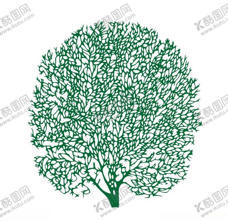 编号：73108410291354272554【酷图网】源文件下载-绿色树剪纸