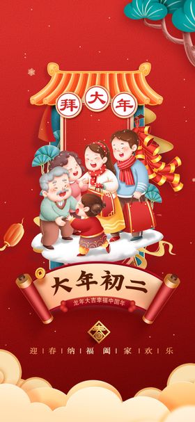 鼠年系列海报大年初二海报