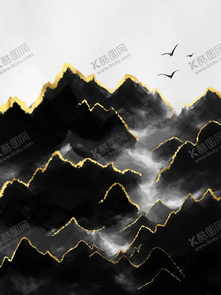编号：30462304140016443401【酷图网】源文件下载-轻奢山水画