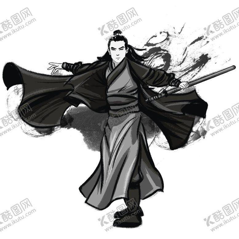 编号：73595707091315049571【酷图网】源文件下载-水墨武侠人物