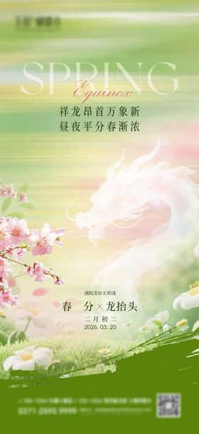 春分龙抬头森系宣传海报