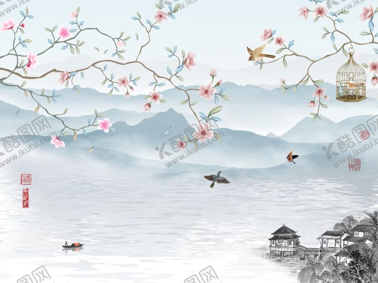 编号：31469909200650275967【酷图网】源文件下载-水墨山水背景墙
