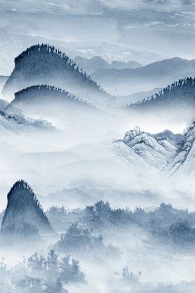 水墨山水玄关装饰画意境山水画