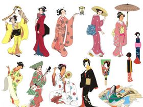 日本风情人物仕女和服彩色素材
