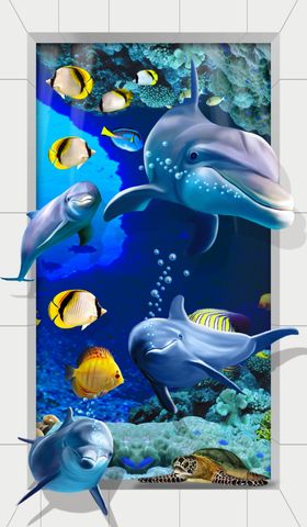3D海底世界玄关画