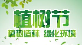 植树节绿色文字公众号封面树叶