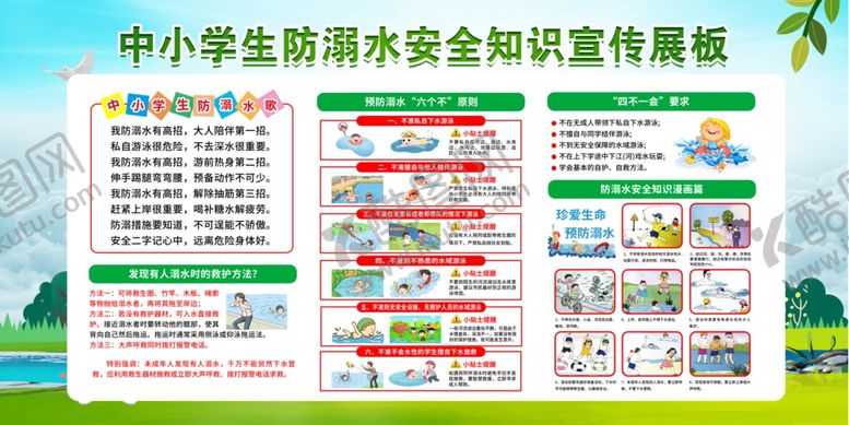 编号：48049405241903416853【酷图网】源文件下载-预防溺水展板