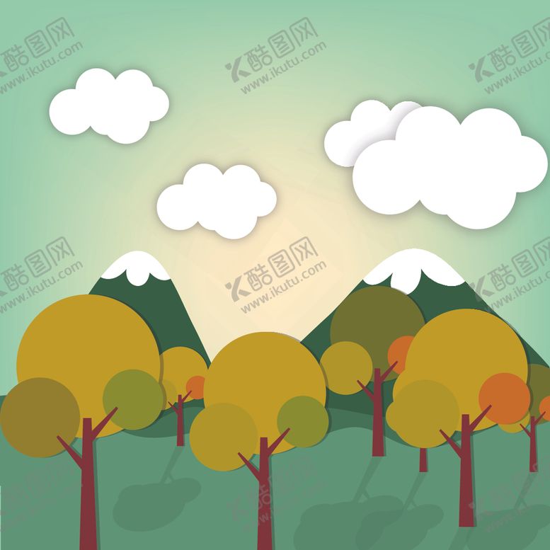 编号：55842703142051055375【酷图网】源文件下载-树林山丘插画