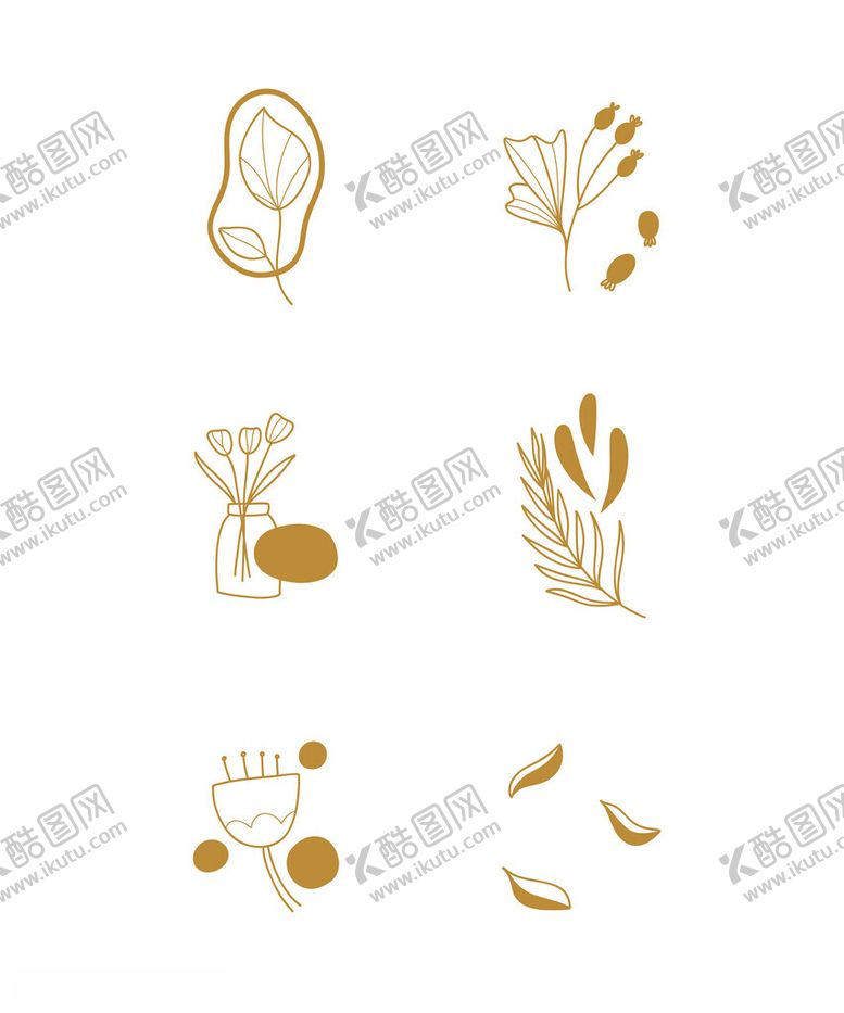 编号：65398602270917359875【酷图网】源文件下载-简约手绘线描花卉元素