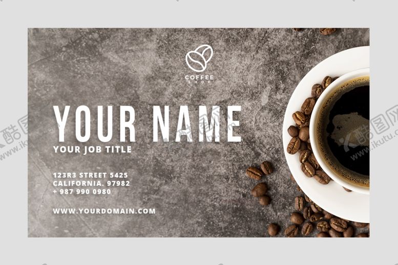 编号：73143309101505534537【酷图网】源文件下载-文艺风咖啡名片
