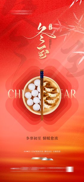 地产冬至海报红金二十四节气饺子汤圆