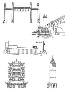 新中式建筑线稿