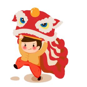 舞狮插画2024新春龙年