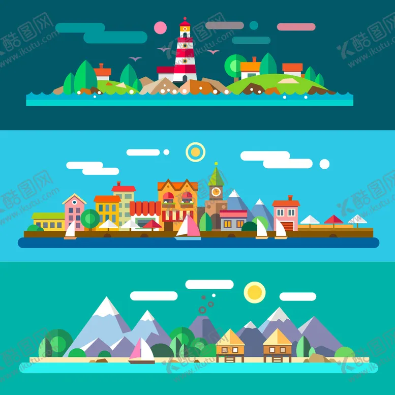 编号：40293609282308528560【酷图网】源文件下载-扁平化旅游插画