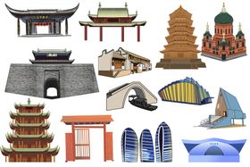 中国风建筑插画