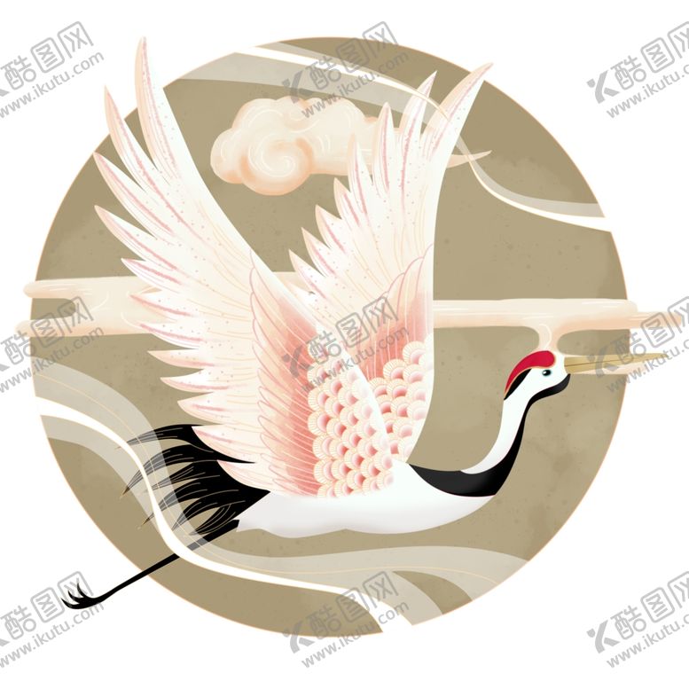 编号：69299309182143114223【酷图网】源文件下载-水墨仙鹤