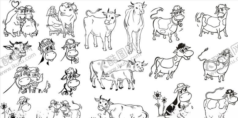 编号：97922609151234017713【酷图网】源文件下载-矢量手绘线稿牛