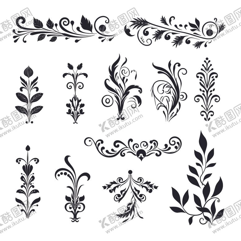 编号：37369604110103365495【酷图网】源文件下载-复古装饰花纹图案集合