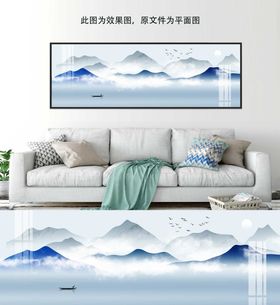 中式意境线条山水装饰画背景画壁画