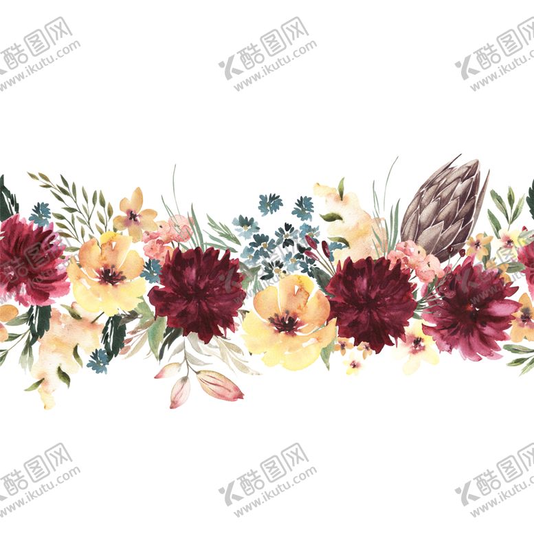 编号：47511207141354063648【酷图网】源文件下载-水彩花朵创意图案
