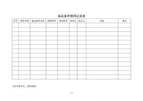 备品备件领用记录表