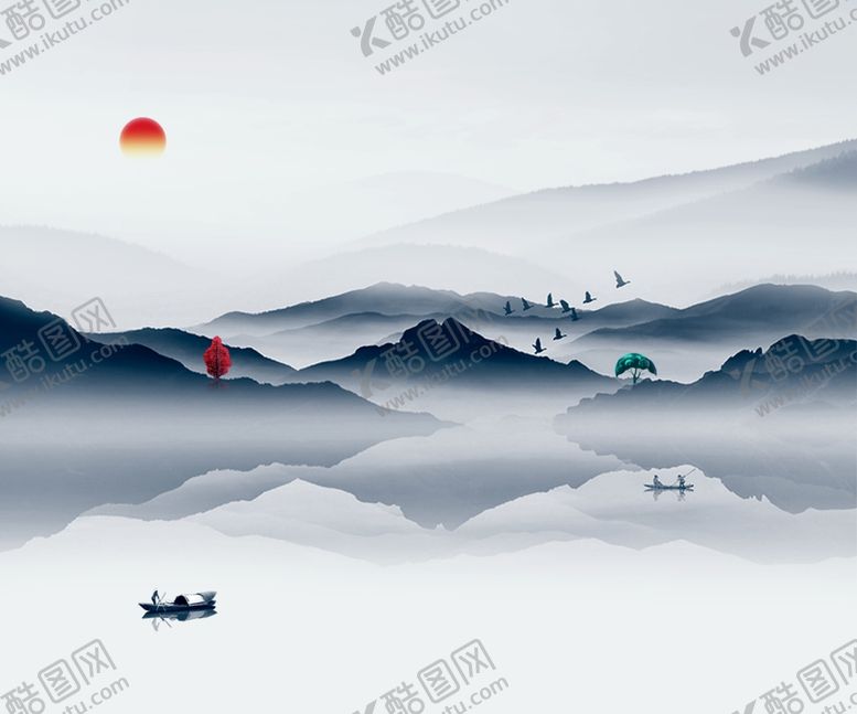 编号：38137107022100191658【酷图网】源文件下载-水墨山水