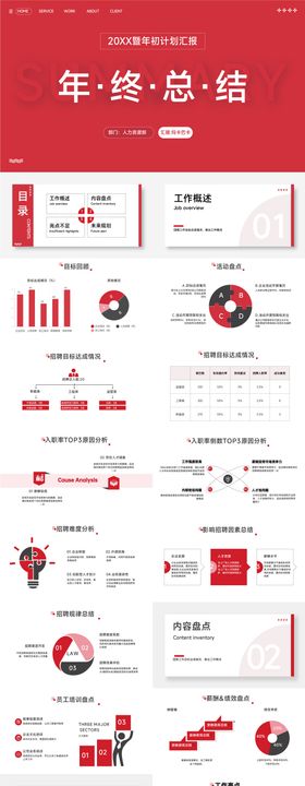 商务极简橙色工作总结汇报PPT