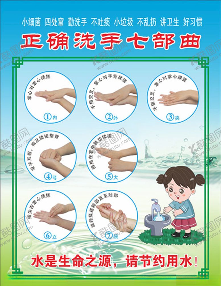 编号：53695410022351134788【酷图网】源文件下载-正确洗手七部曲